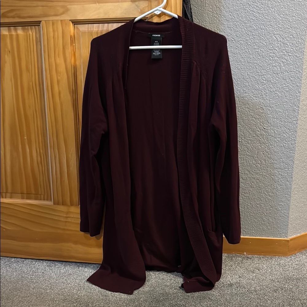 Premise Red Cardigan Sweater Lightweight Knit